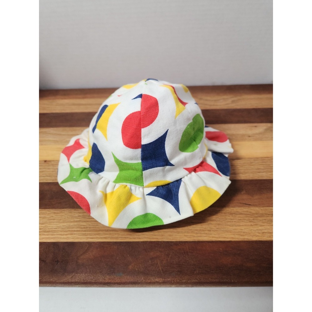 Vintage Baby Colorful Shapes Floppy Baby Sun Hat‎ With Elastic Chin Strap